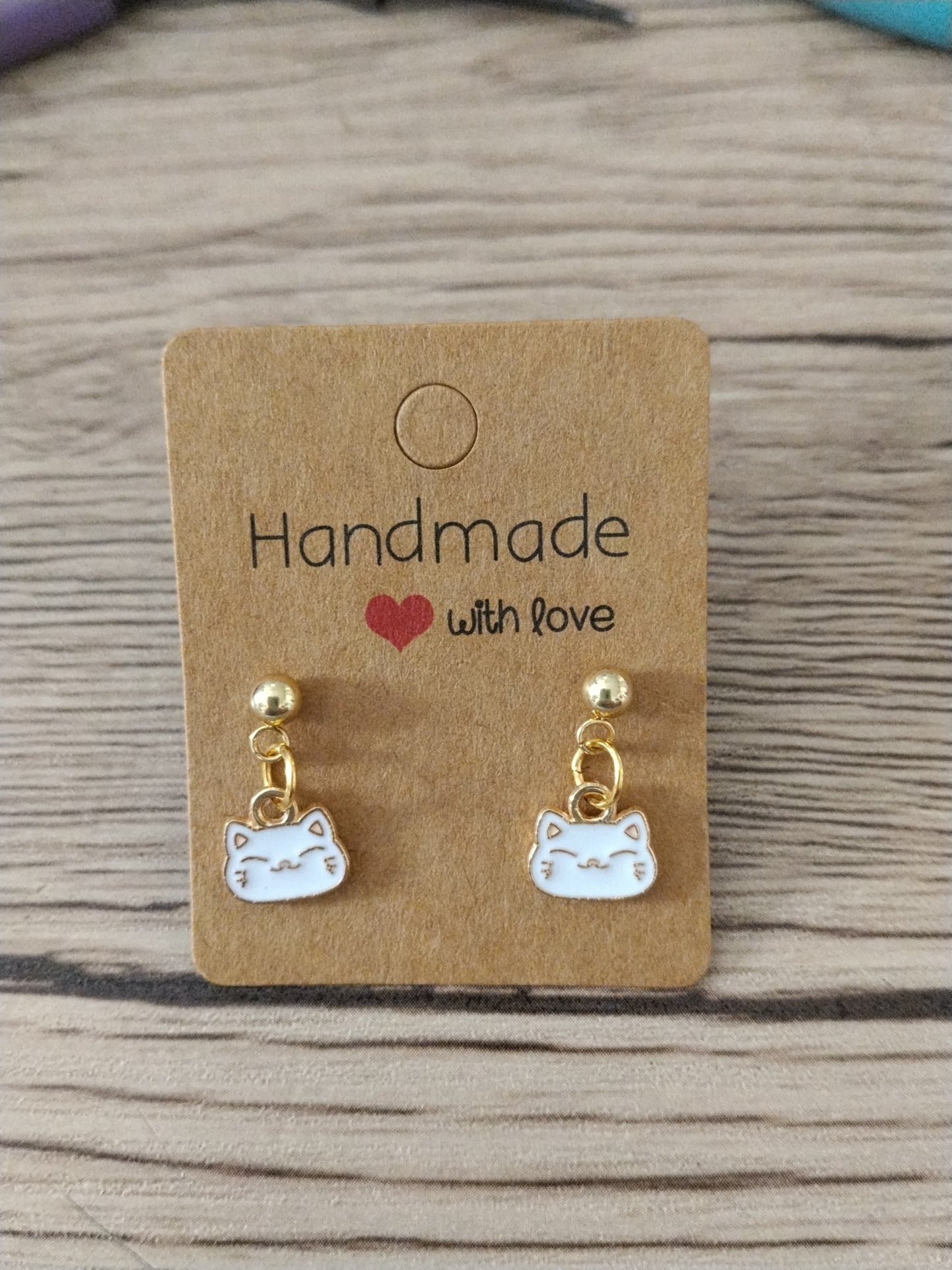 Boucle d'oreille chat blanc