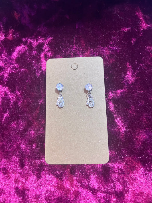 Boucle d'oreille moufles argenté