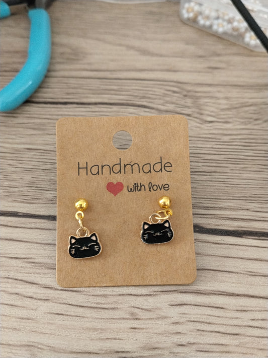 Boucle d'oreille chat noir