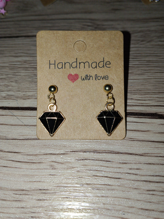 Boucle d'oreille diamant noir
